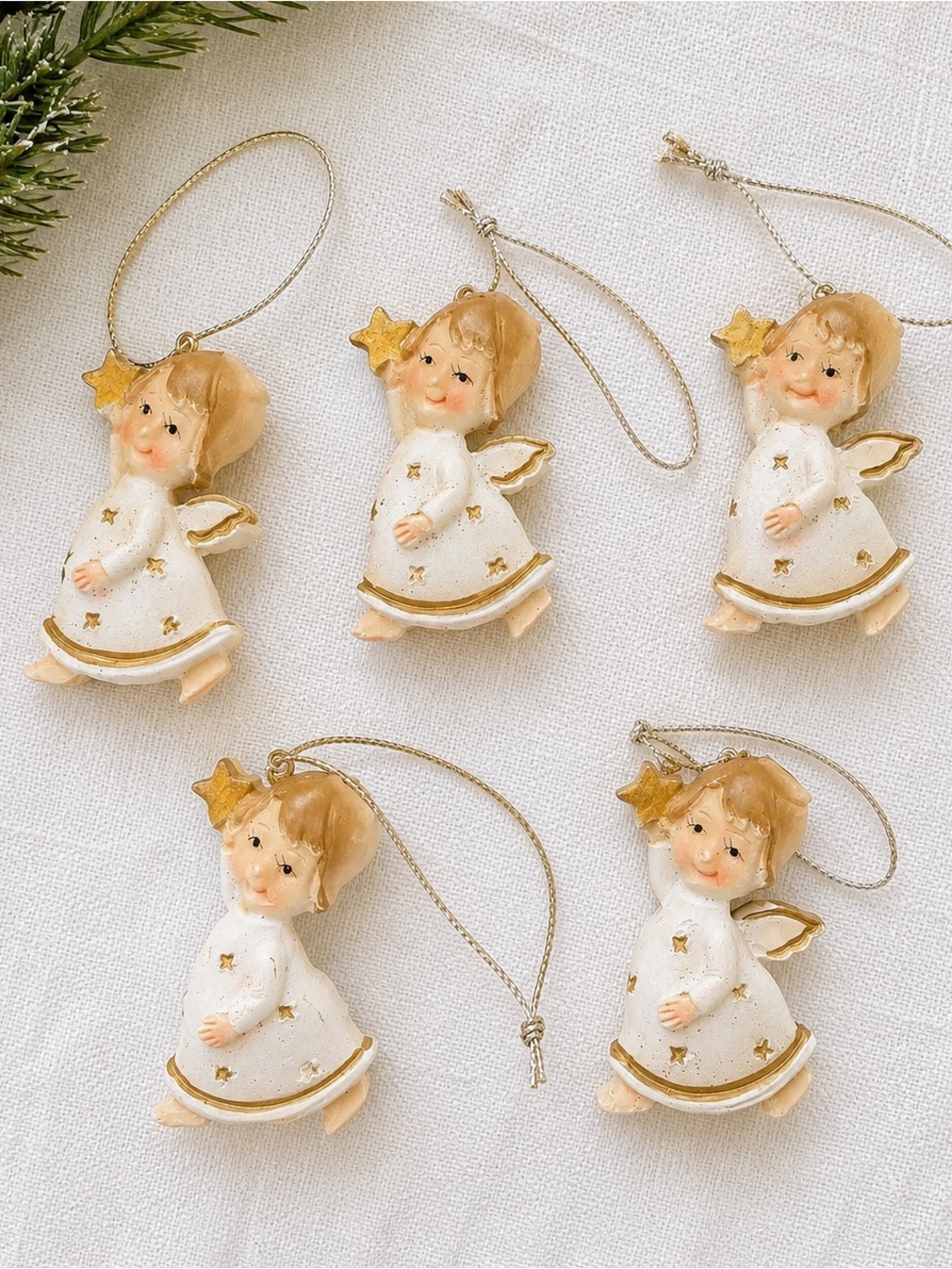 VTG Homco Christmas Ornaments Set of 5 Angels